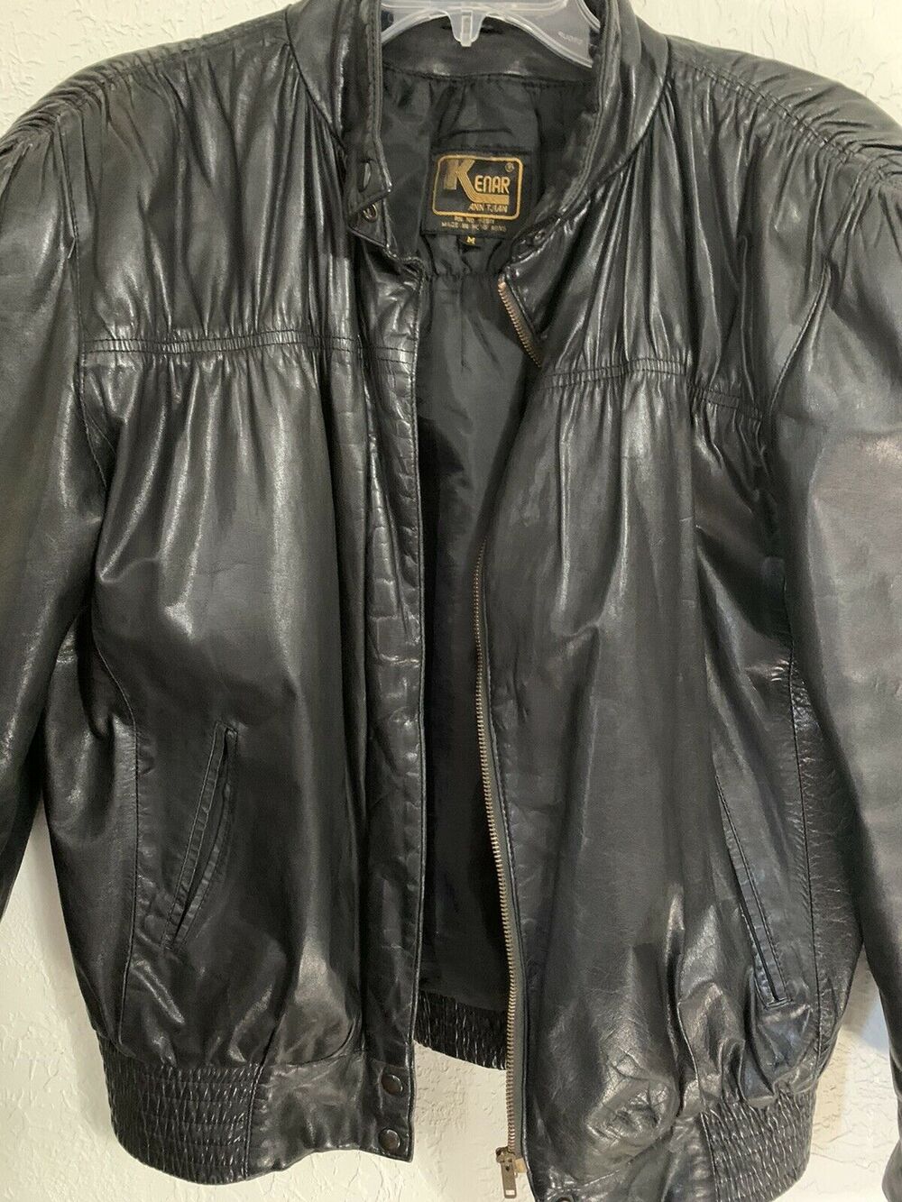 Ann Tjian Kenar Leather 1980 Jacket Black Puffy
